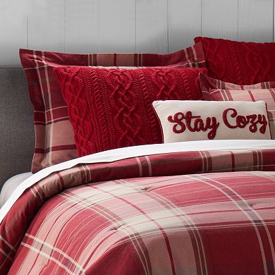 Cuddl Duds 6-Piece Red Plaid Flannel Comforter Set