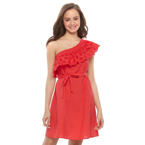 Juniors' SO® One Shoulder Eyelet Dress