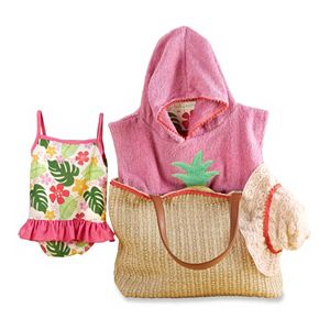 Baby Girl Baby Aspen Tropical Cover-up, Swimsuit, Hat & Tote Gift Set