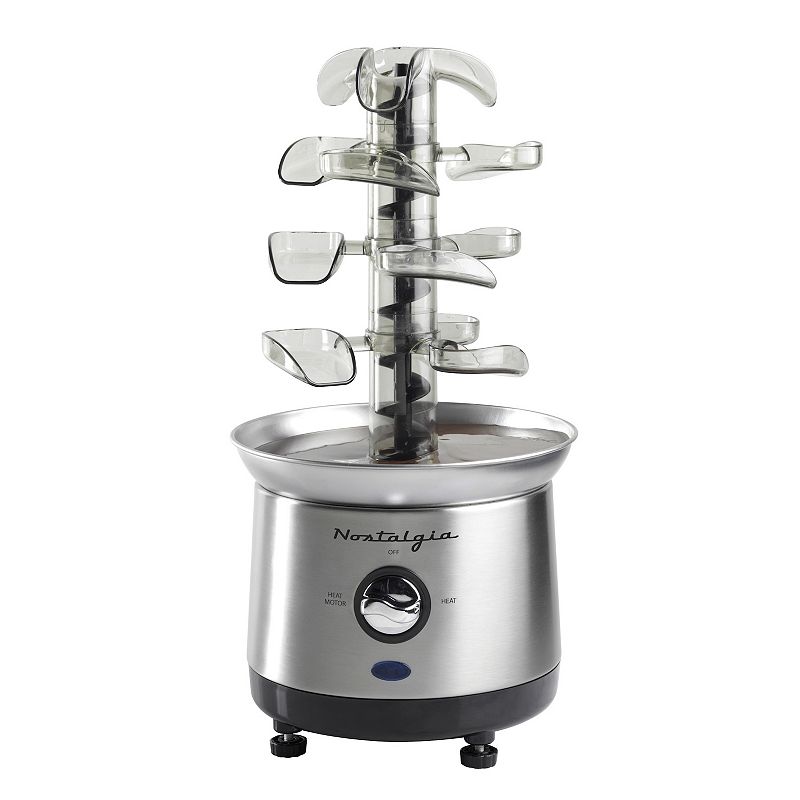Nostalgia 2 Pound Stainless Steel Cascading Fondue Fountain Chocolate, Bbq Sauce, Ranch, Nacho Cheese, Buffalo Sauce
