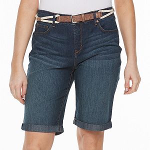 Plus Size Gloria Vanderbilt Joslyn Belted Bermuda Jean Shorts