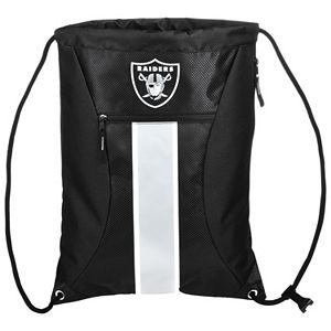 Forever Collectibles Oakland Raiders Striped Zipper Drawstring Backpack