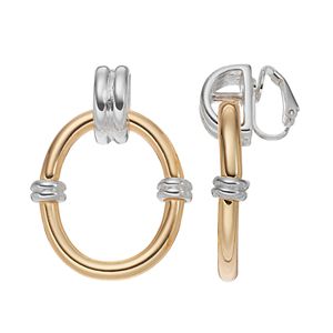 Dana Buchman Two Tone Banded Door Knocker Clip On Earrings