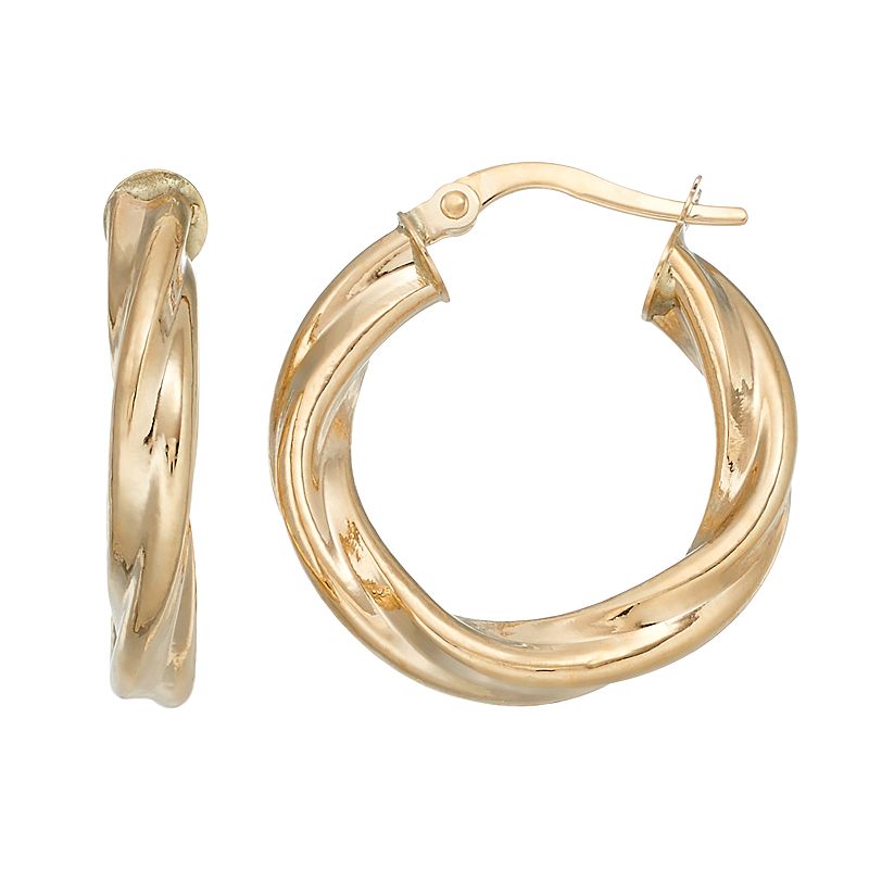 Forever 14K Twist Hoop Earrings, Womens, Gold