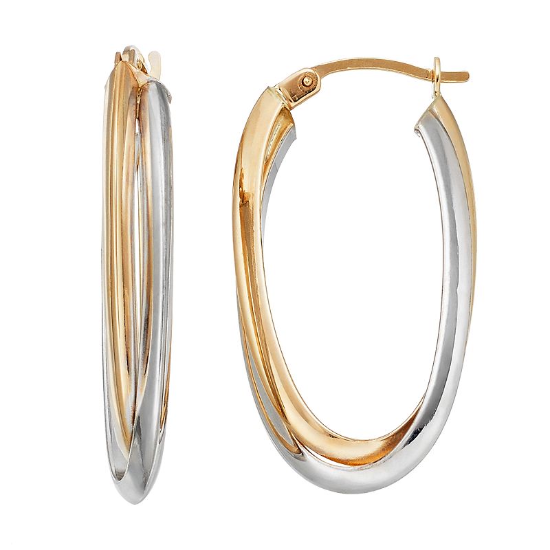 83534951 Forever 14K Two Tone Double Oval Hoop Earrings, Wo sku 83534951