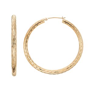 Forever 14K Textured Tube Hoop Earrings