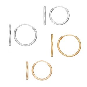 Charming Girl Kids' Sterling Silver & 14k Gold Over Silver Endless Hoop Earring Set