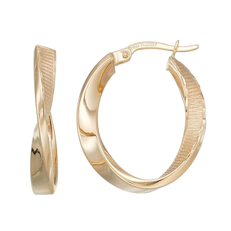 Forever 14K Textured Twist Hoop Earrings, Womens, Gold