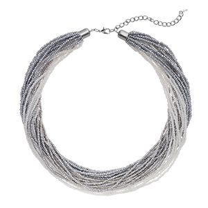 Gray Seed Bead Torsade Necklace