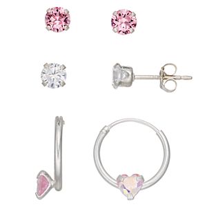 Charming Girl Kids' Cubic Zirconia & Crystal Earring Set