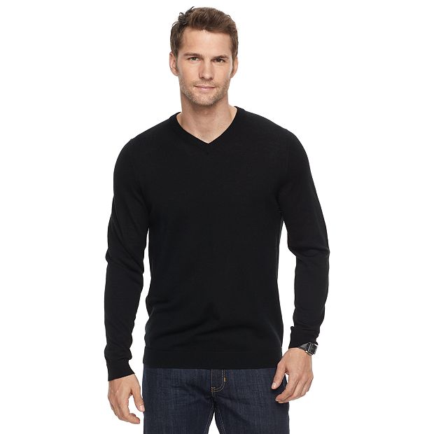 APT.9 Mens Gray Soft Merino Long Sleeve V-Neck Sweater XX-Large at