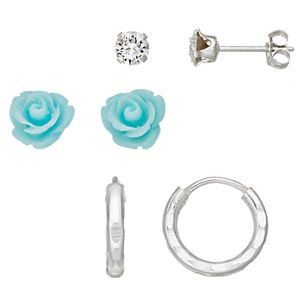 Charming Girl Kids' Crystal & Flower Earring Set