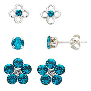 Charming Girl Kids' Crystal Flower Stud Earring Set