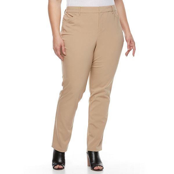 Plus Size Gloria Vanderbilt Haven Microtech Straight-Leg Dress Pants