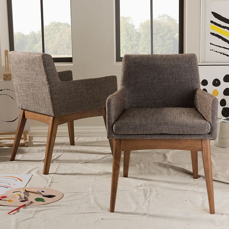 Baxton Studio Mid-Century Modern Dining Chair 2-piece Set, Grey