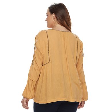 Plus Size Sonoma Goods For Life® Embroidered Peasant Top 