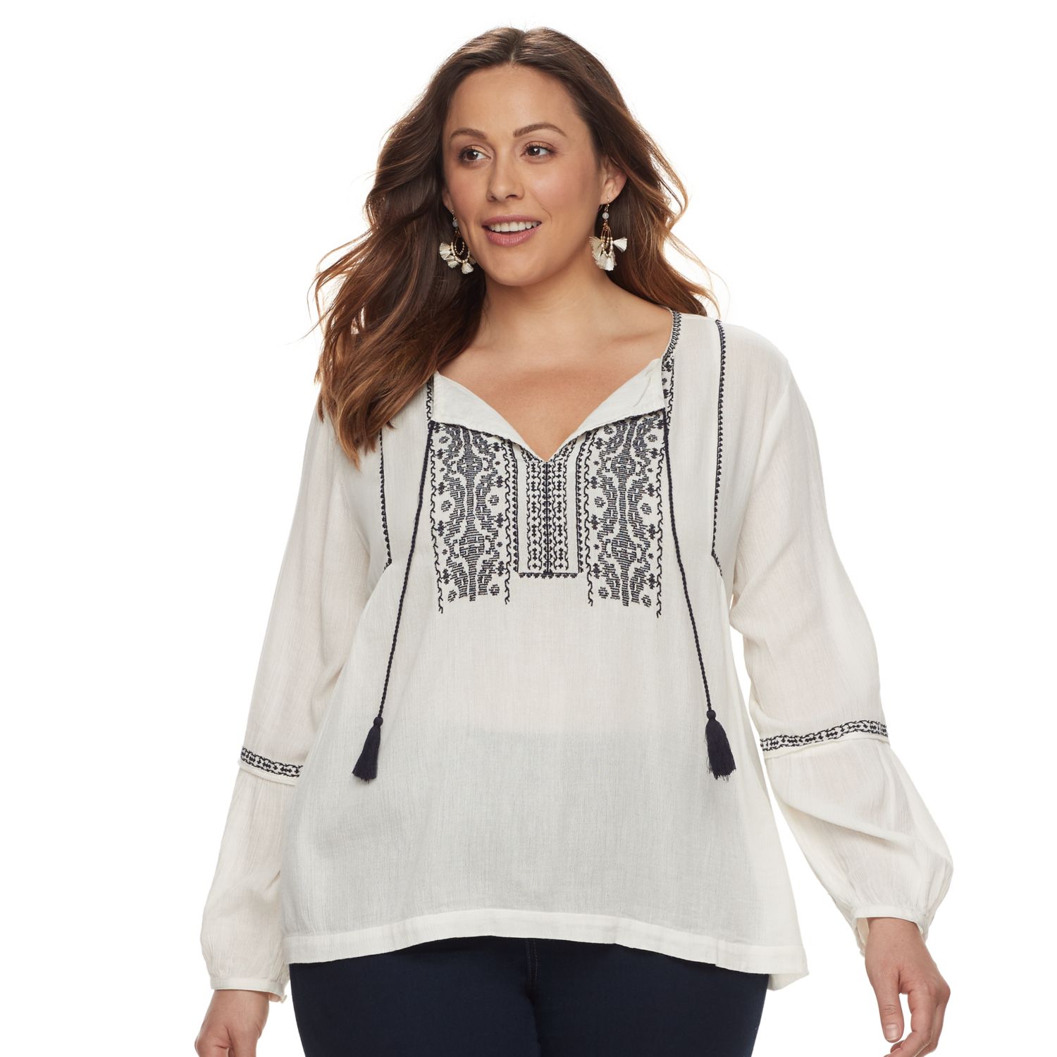 white peasant top plus size