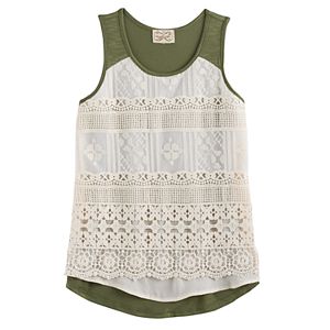 Girls 7-16 Eyelash Crochet Lace Front Tank Top