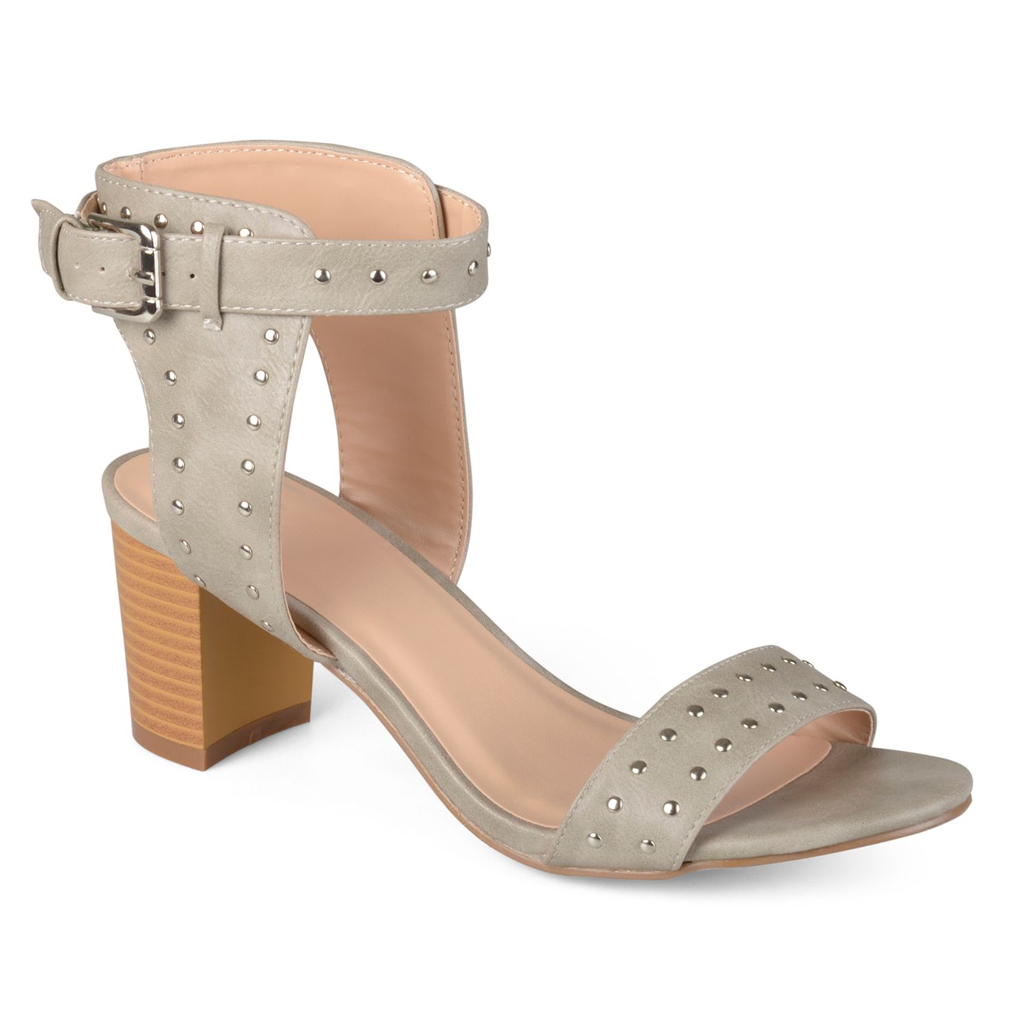 gray block heel sandals