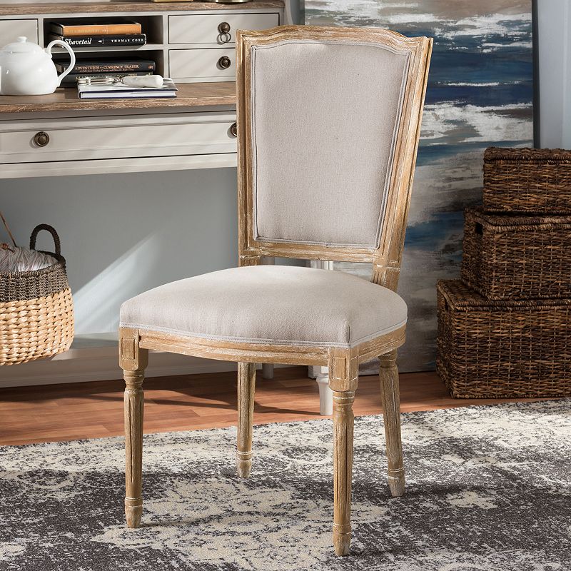 Baxton Studio Cadencia French Country Dining Chair, Lt Beige