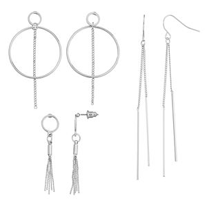 Tassel, Hoop & Stick Drop Earring Set