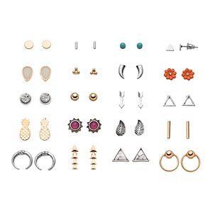 Pineapple, Flower, Leaf & Arrow Stud Earring Set