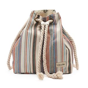 love this life Striped Canvas Rope Drawstring Backpack