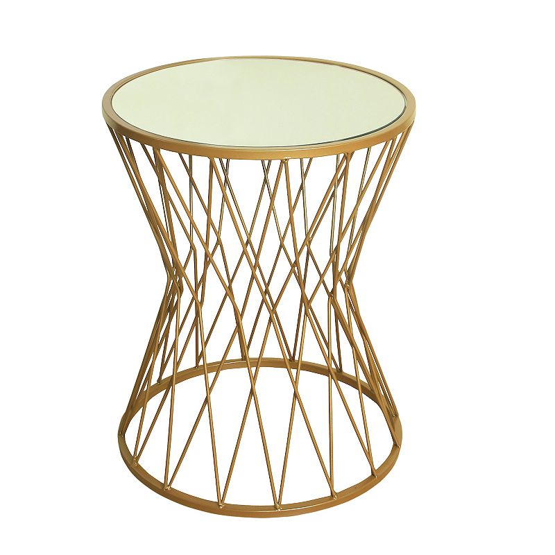 HomePop Hourglass Mirrored Gold Finish End Table