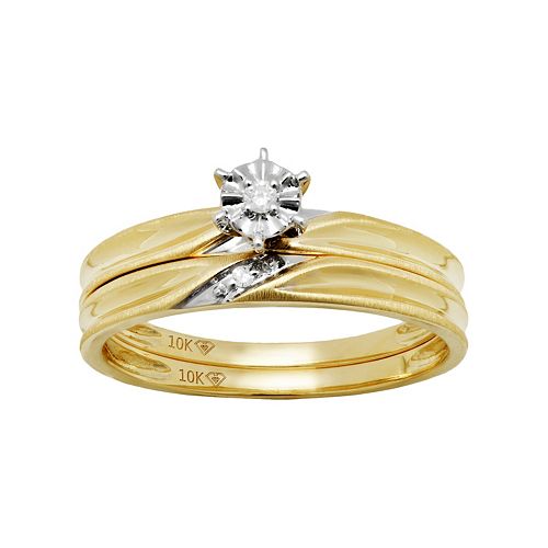 10k Gold Diamond Accent Engagement Ring Set