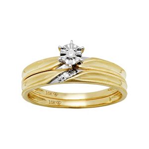 10k Gold Diamond Accent Engagement Ring Set