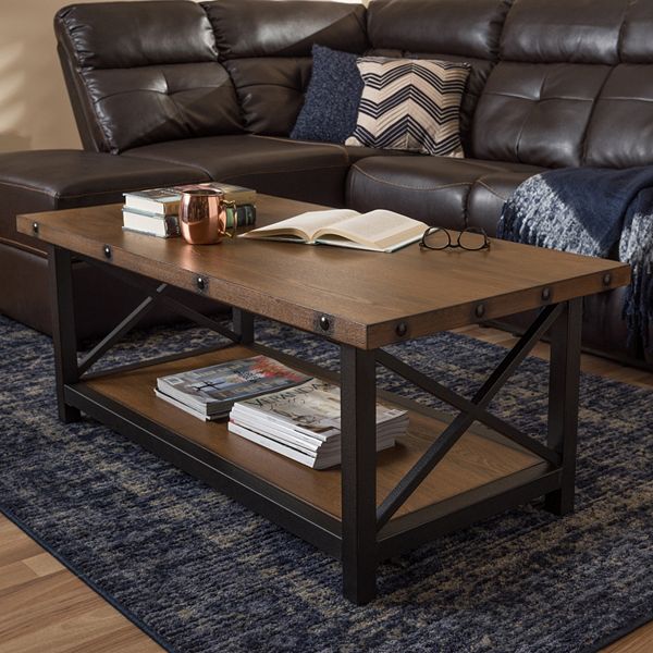 Baxton Studio Herzen Rustic Industrial Coffee Table