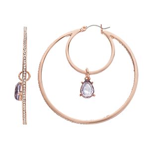 Jennifer Lopez Simulated Crystal Teardrop Double Hoop Earrings