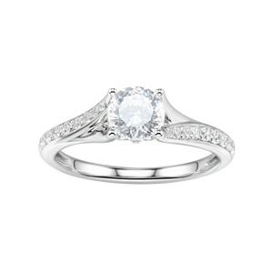 DiamonLuxe Sterling Silver 2 Carat T.W. Simulated Diamond Bypass Ring