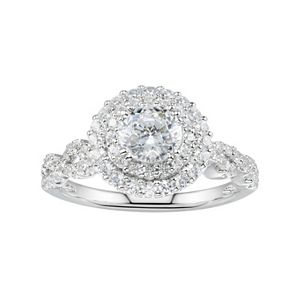 DiamonLuxe Sterling Silver 2 3/4 Carat T.W. Simulated Diamond Tiered Halo Ring