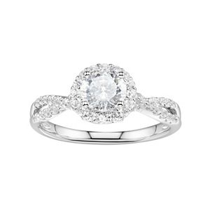 DiamonLuxe Sterling Silver 2 1/3 Carat T.W. Simulated Diamond Halo Ring