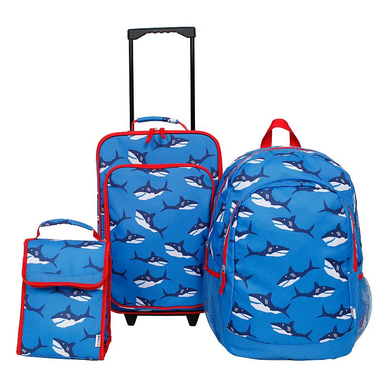 3-Piece Kids Shark Luggage Set, Grey, 3 Pc Set