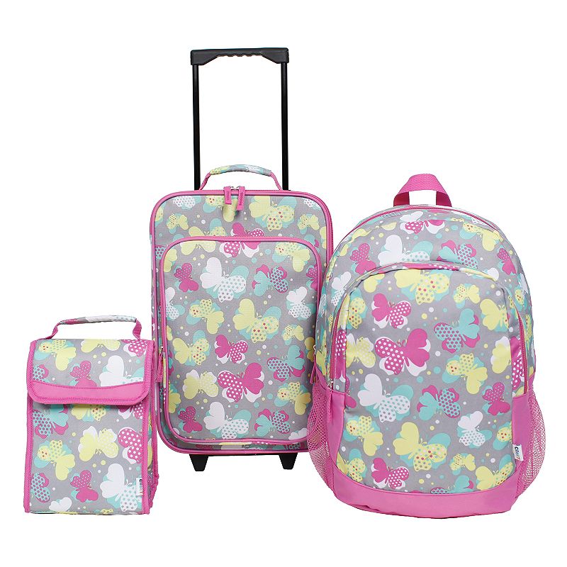 3-Piece Kids Butterfly Luggage Set, 3 Pc Set