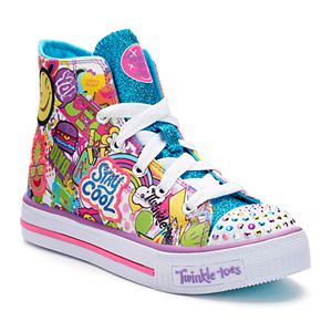 Skechers Twinkle Toes Shuffles Trendy Talk Girls' Light Up Sneakers