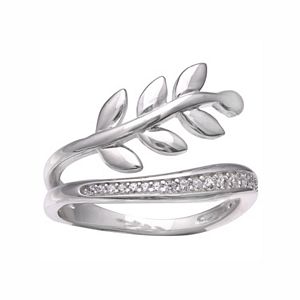 PRIMROSE Sterling Silver Cubic Zirconia Leaf Ring