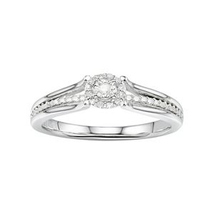 Promise Love Forever Sterling Silver Diamond Accent Halo Promise Ring