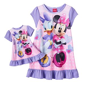 Disney's Minnie Mouse & Daisy Duck Toddler Girl Ruffled Nightgown & Doll Dress Set