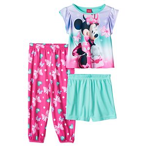 Disney's Minnie Mouse Toddler Girl Top, Shorts & Pants Pajama Set