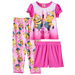 Toddler Girl Despicable Me Top, Shorts & Pants Pajama Set