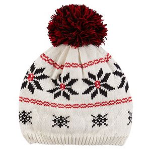 Baby Girl Carter's Pom-Pom Fairisle Knit Beanie Hat