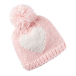 Baby Girl Carter's Knit In Heart Pom Pom Beanie