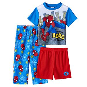 Toddler Boy Marvel Spider-Man Tee, Shorts & Pants Pajama Set