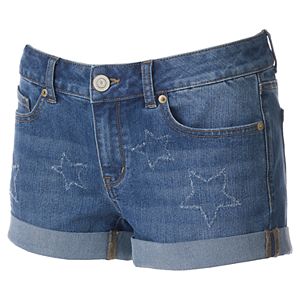 Juniors' SO® Cuffed Star Jean Shortie Shorts