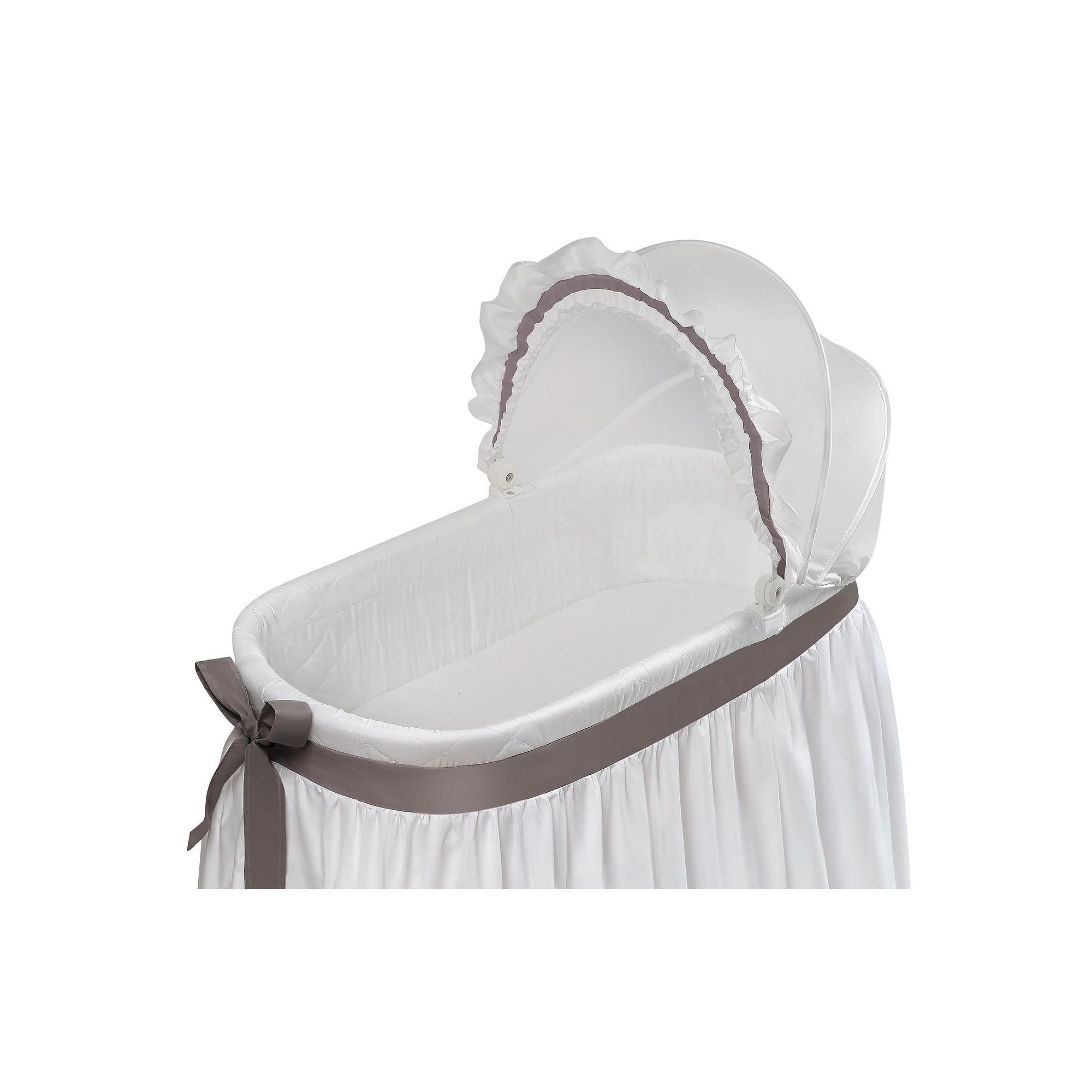 Badger Basket Wishes Oval Bassinet & Full Length Skirt, White Gray