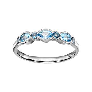 Sterling Silver Swiss & London Blue Topaz Stack Ring
