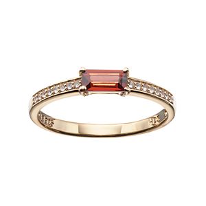 14k Gold Over Silver Garnet & White Sapphire Stack Ring